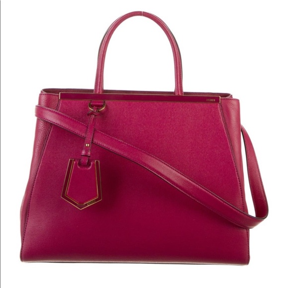 Fendi Medium 2Jours Fuchsia Pink Leather Satchel Tote - Picture 1 of 16